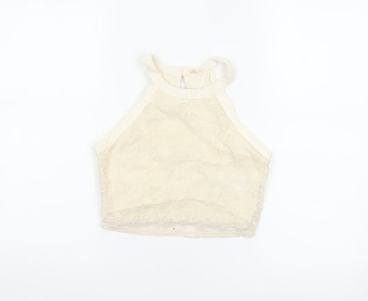 Hollister Women Ivory S Lace Halter Camisole Tank Top Stretch