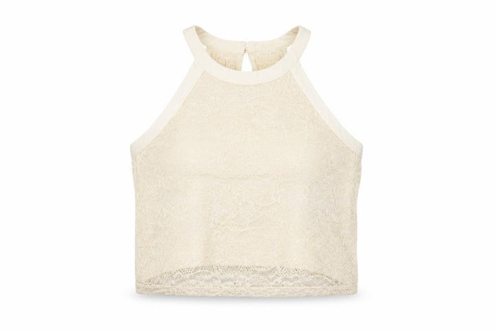 Hollister Women Ivory S Lace Halter Camisole Tank Top Stretch
