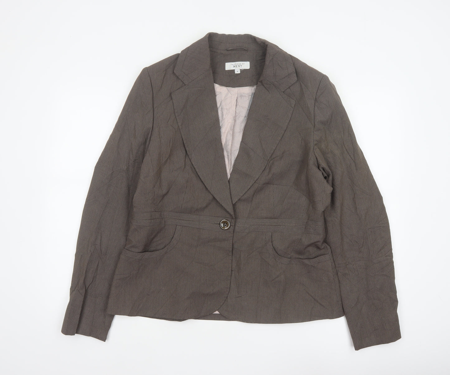 Next Women’s Brown Pinstripe Tailored Blazer Jacket UK 16 Business