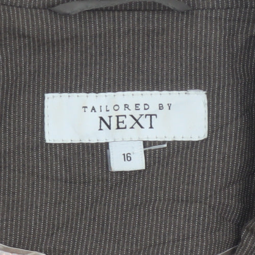 Next Women’s Brown Pinstripe Tailored Blazer Jacket UK 16 Business