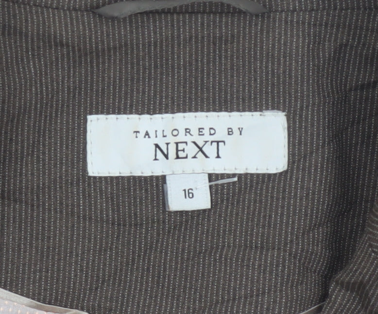 Next Women’s Brown Pinstripe Tailored Blazer Jacket UK 16 Business
