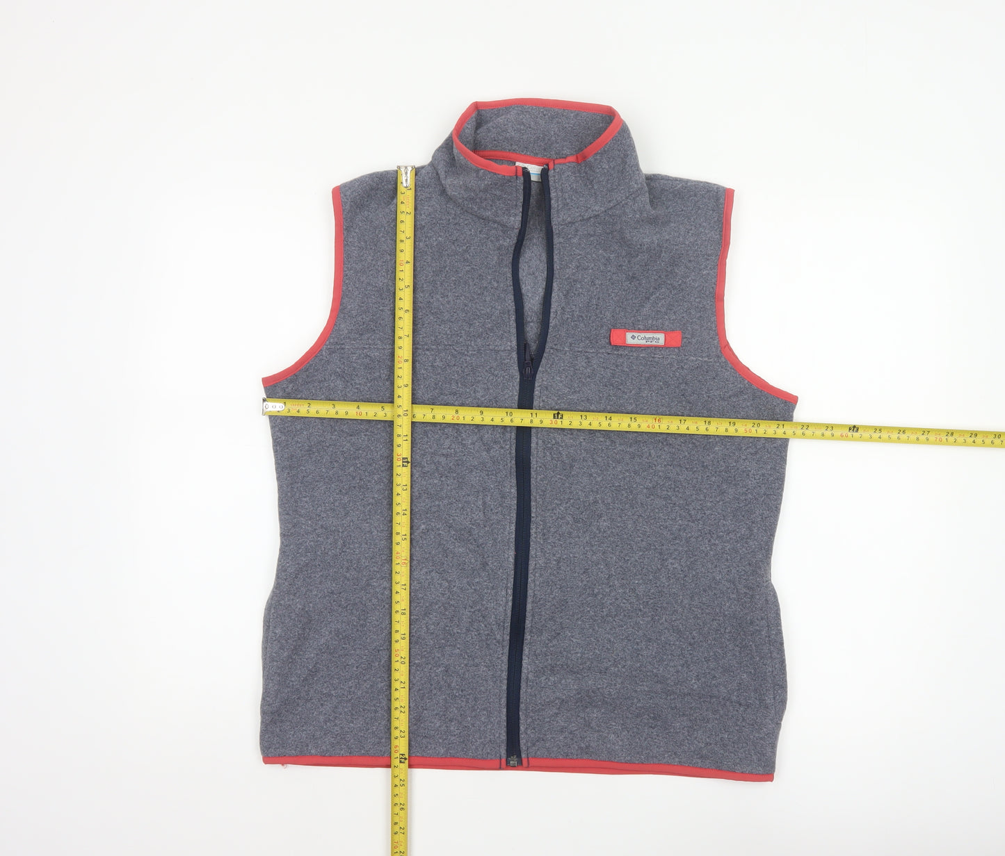 Columbia Women Grey Fleece Waistcoat Size L Full Zip Outdoor Gilet