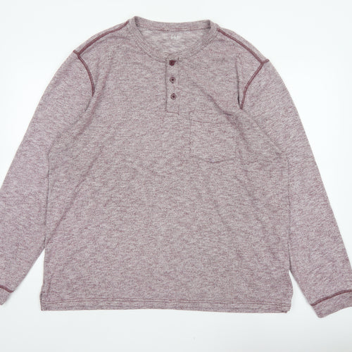 Gap Men's Red XL Long Sleeve Henley Pocket Cotton Blend Top