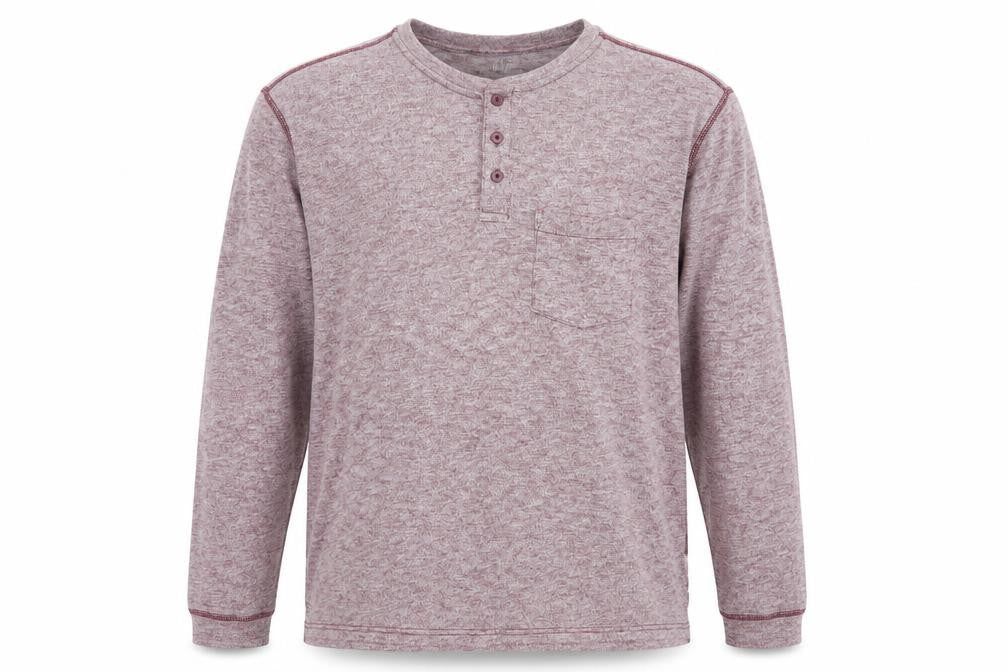 Gap Men's Red XL Long Sleeve Henley Pocket Cotton Blend Top
