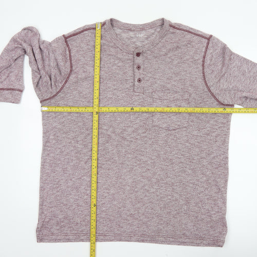 Gap Men's Red XL Long Sleeve Henley Pocket Cotton Blend Top