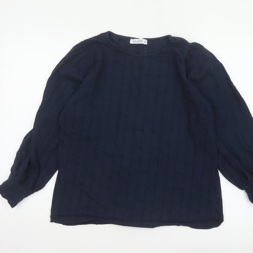Gallery Women’s Navy Blue UK 16 Cotton Puff Sleeve Broderie Blouse