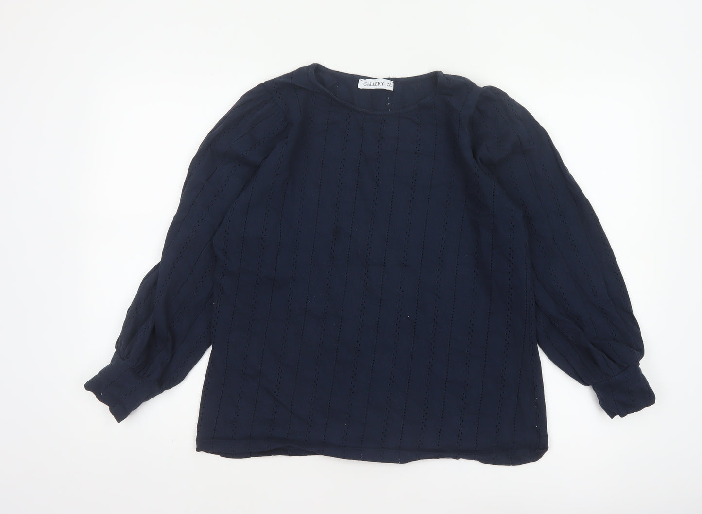 Gallery Women’s Navy Blue UK 16 Cotton Puff Sleeve Broderie Blouse