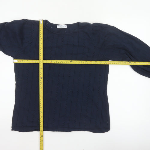 Gallery Women’s Navy Blue UK 16 Cotton Puff Sleeve Broderie Blouse