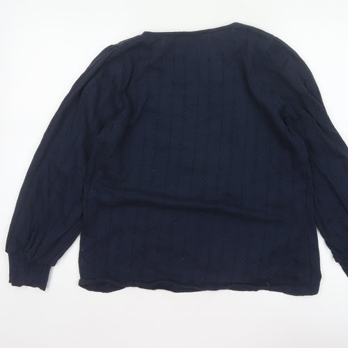 Gallery Women’s Navy Blue UK 16 Cotton Puff Sleeve Broderie Blouse