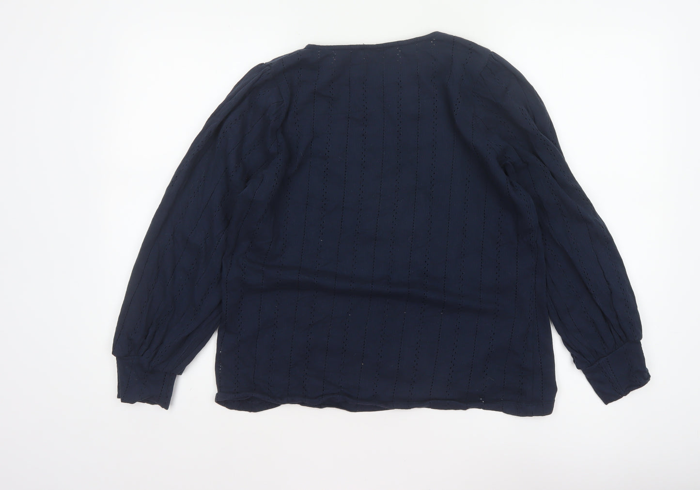 Gallery Women’s Navy Blue UK 16 Cotton Puff Sleeve Broderie Blouse