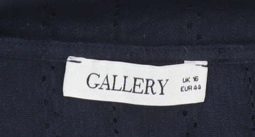 Gallery Women’s Navy Blue UK 16 Cotton Puff Sleeve Broderie Blouse