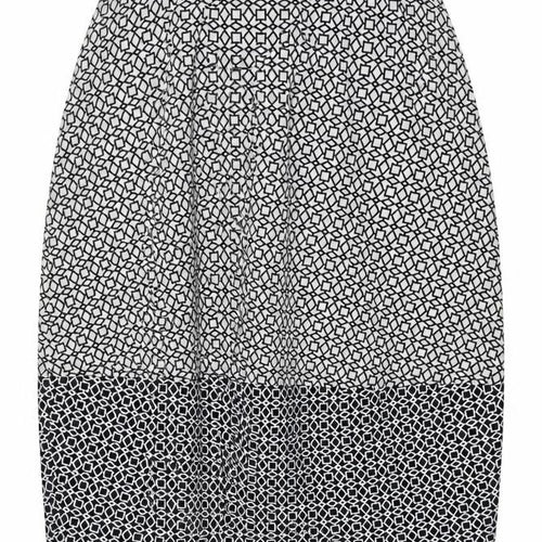 Topshop Women Black White Geometric Pencil Skirt UK 12 Knee Length