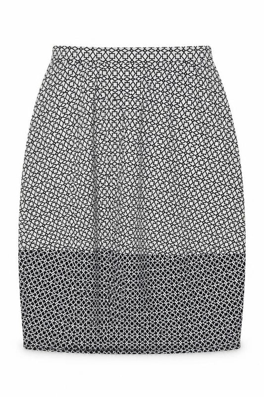 Topshop Women Black White Geometric Pencil Skirt UK 12 Knee Length