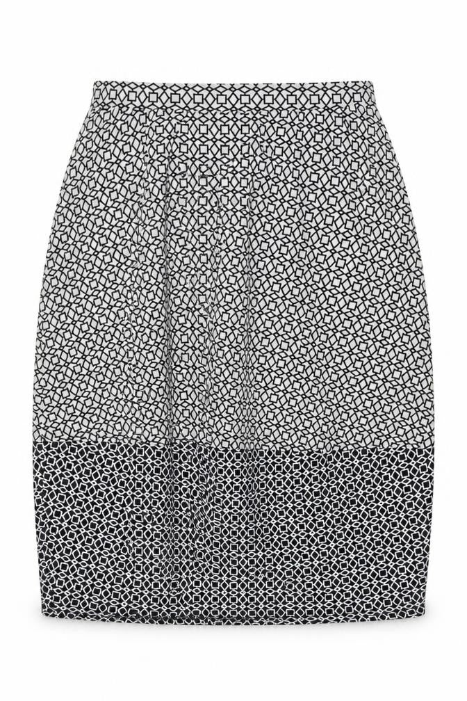 Topshop Women Black White Geometric Pencil Skirt UK 12 Knee Length