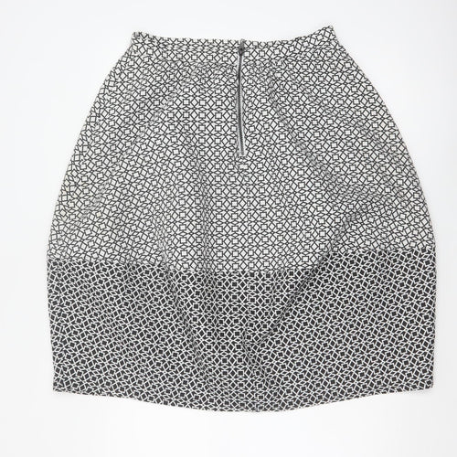 Topshop Women Black White Geometric Pencil Skirt UK 12 Knee Length