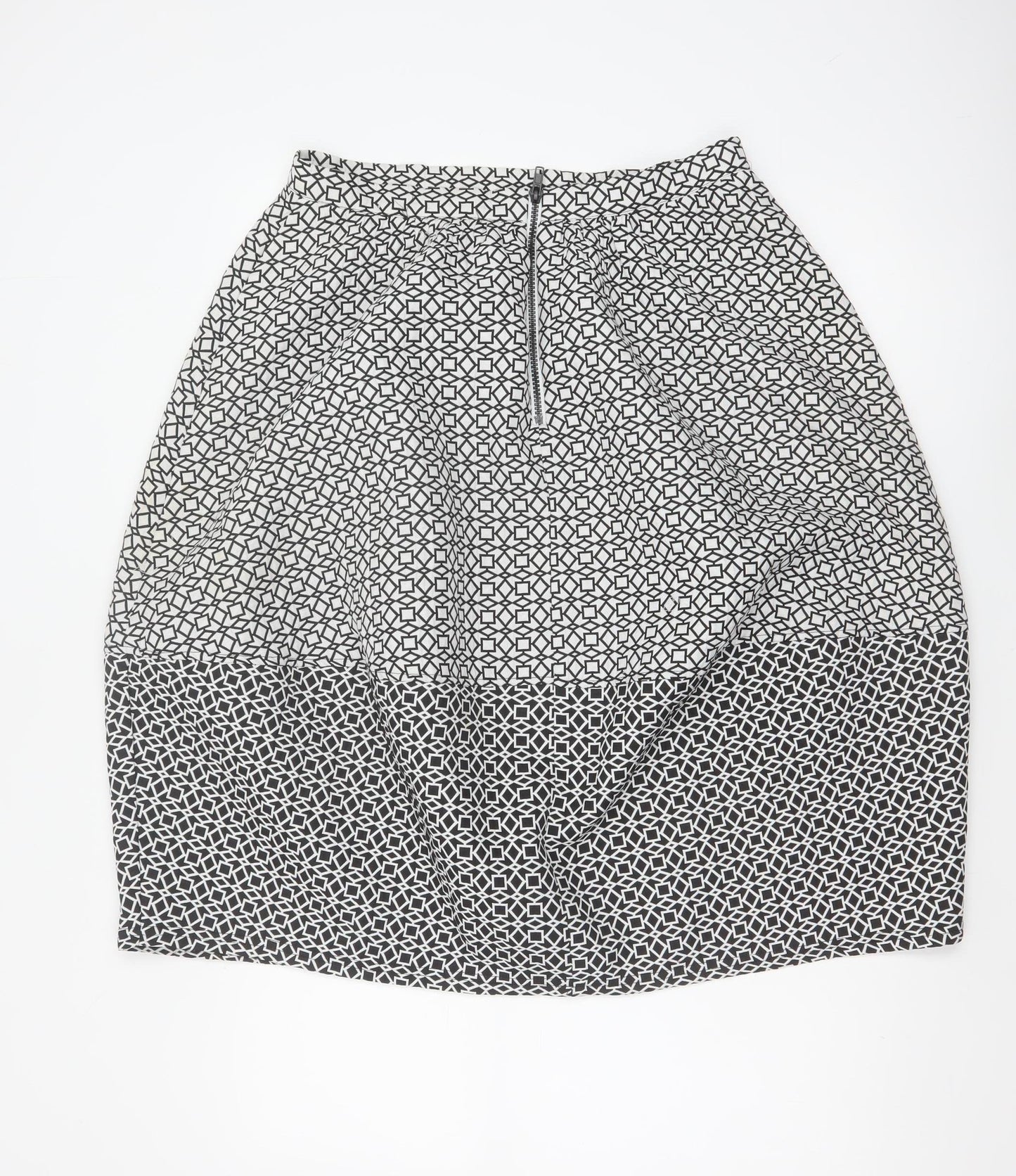 Topshop Women Black White Geometric Pencil Skirt UK 12 Knee Length