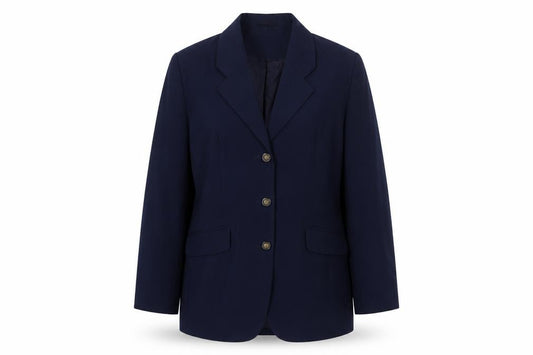 I. Magnin Women’s Navy Blue UK 14 Vintage 3 Button Long Blazer