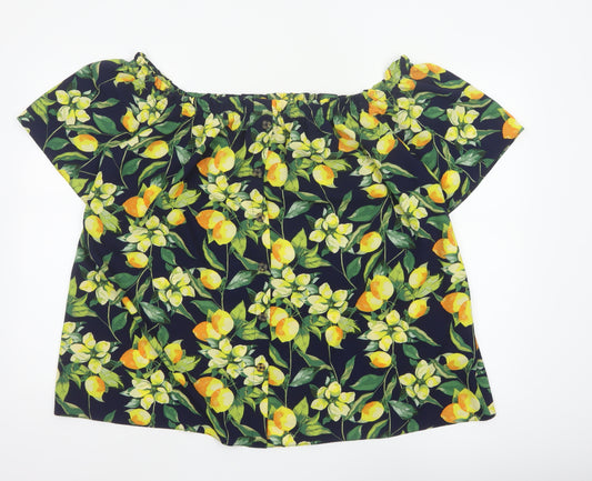 Dorothy Perkins Women Multicoloured UK 22 Floral Off Shoulder Button Blouse