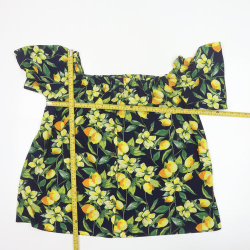 Dorothy Perkins Women Multicoloured UK 22 Floral Off Shoulder Button Blouse