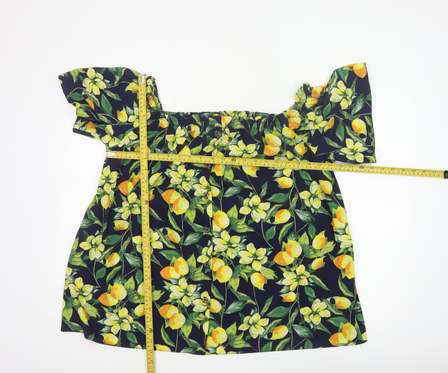 Dorothy Perkins Women Multicoloured UK 22 Floral Off Shoulder Button Blouse