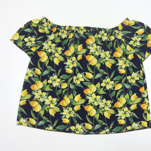 Dorothy Perkins Women Multicoloured UK 22 Floral Off Shoulder Button Blouse