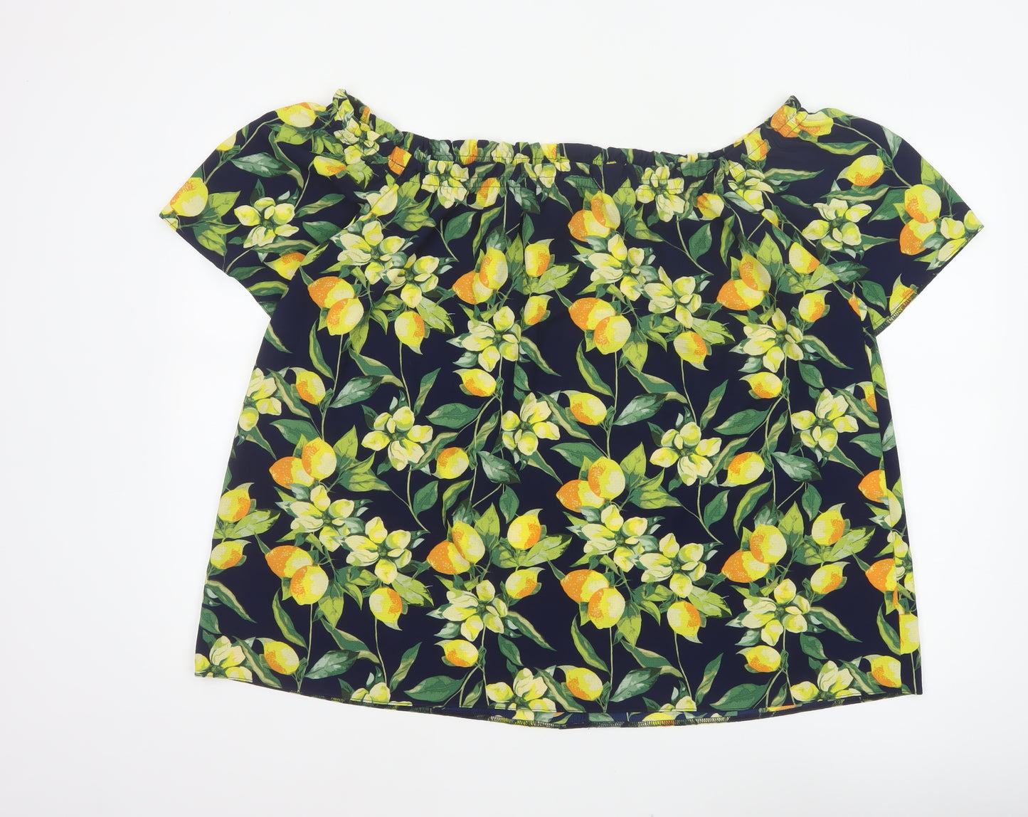 Dorothy Perkins Women Multicoloured UK 22 Floral Off Shoulder Button Blouse