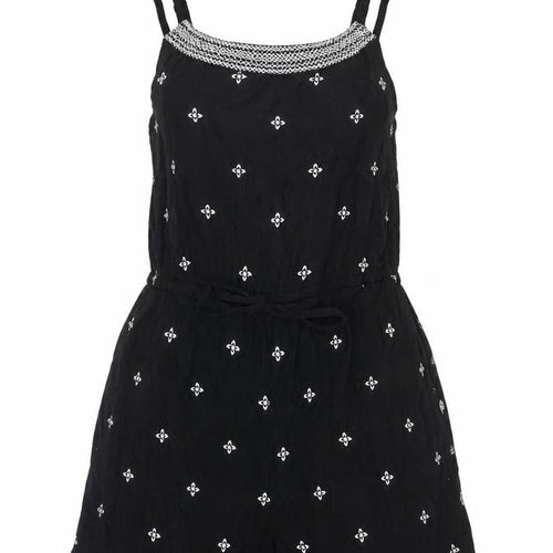 FatFace Women Black UK 8 Viscose Printed Adjustable Strap Playsuit