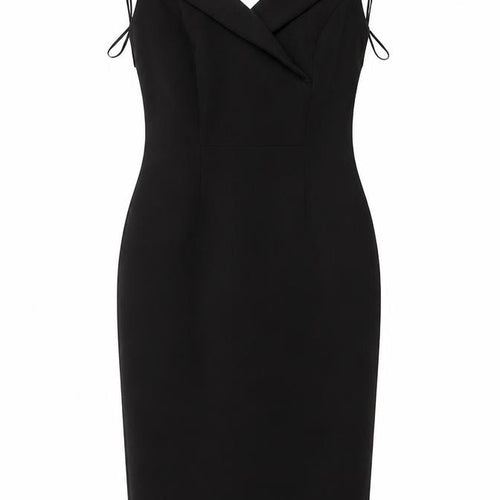 Marks and Spencer Women Black UK 8 Petite Pencil Dress V-Neck Lined