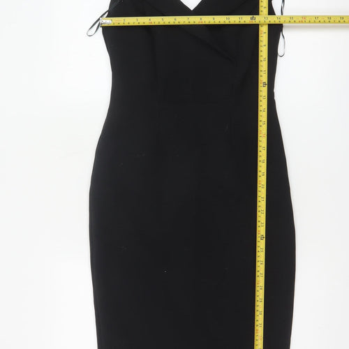 Marks and Spencer Women Black UK 8 Petite Pencil Dress V-Neck Lined