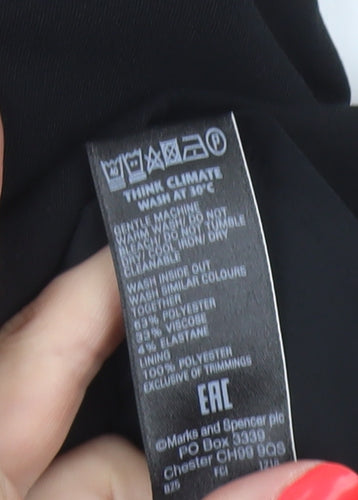 Marks and Spencer Women Black UK 8 Petite Pencil Dress V-Neck Lined