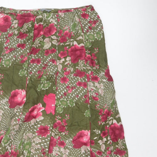 Per Una Women’s Green Floral Flared Knee Length Skirt Size 14