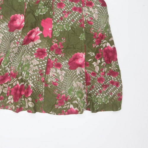 Per Una Women’s Green Floral Flared Knee Length Skirt Size 14