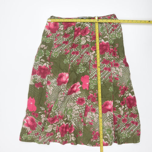 Per Una Women’s Green Floral Flared Knee Length Skirt Size 14