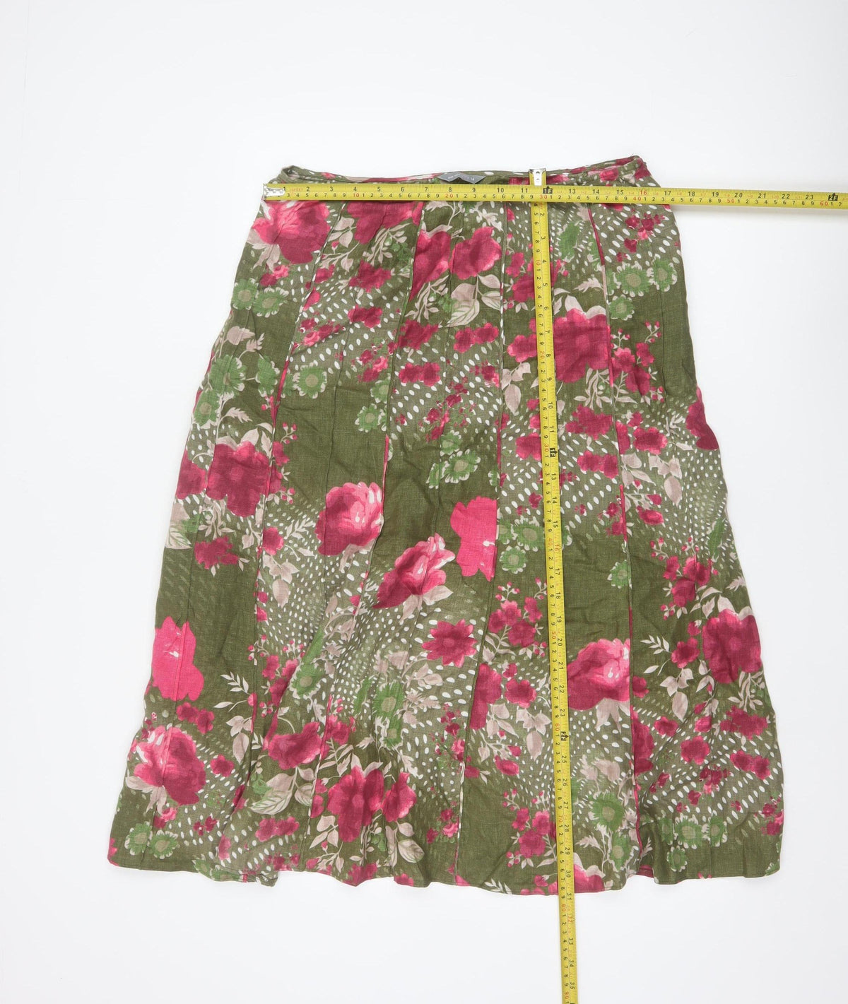 Per Una Women’s Green Floral Flared Knee Length Skirt Size 14