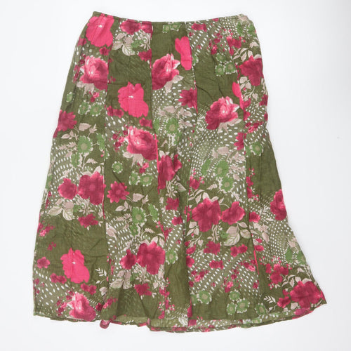 Per Una Women’s Green Floral Flared Knee Length Skirt Size 14