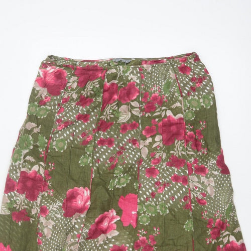 Per Una Women’s Green Floral Flared Knee Length Skirt Size 14
