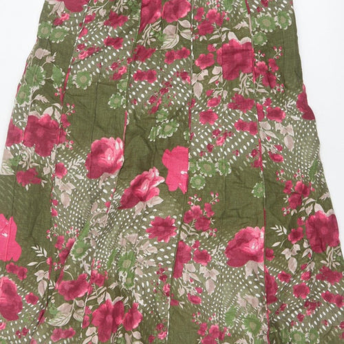 Per Una Women’s Green Floral Flared Knee Length Skirt Size 14