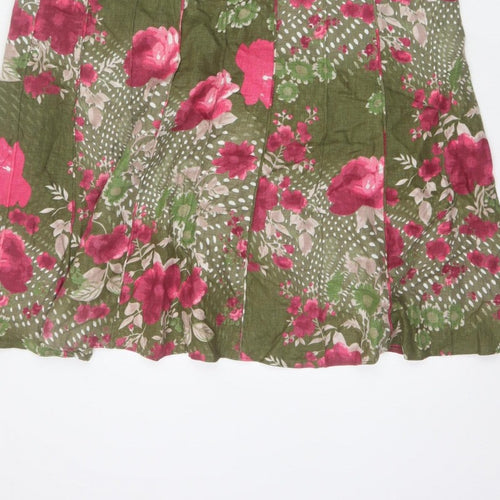 Per Una Women’s Green Floral Flared Knee Length Skirt Size 14
