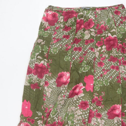 Per Una Women’s Green Floral Flared Knee Length Skirt Size 14