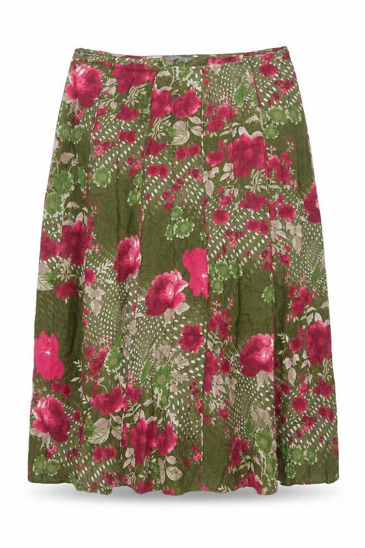 Per Una Women’s Green Floral Flared Knee Length Skirt Size 14
