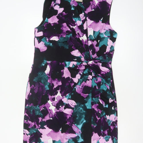 Planet Women Multicoloured UK 10 Floral Ruched Sheath Dress