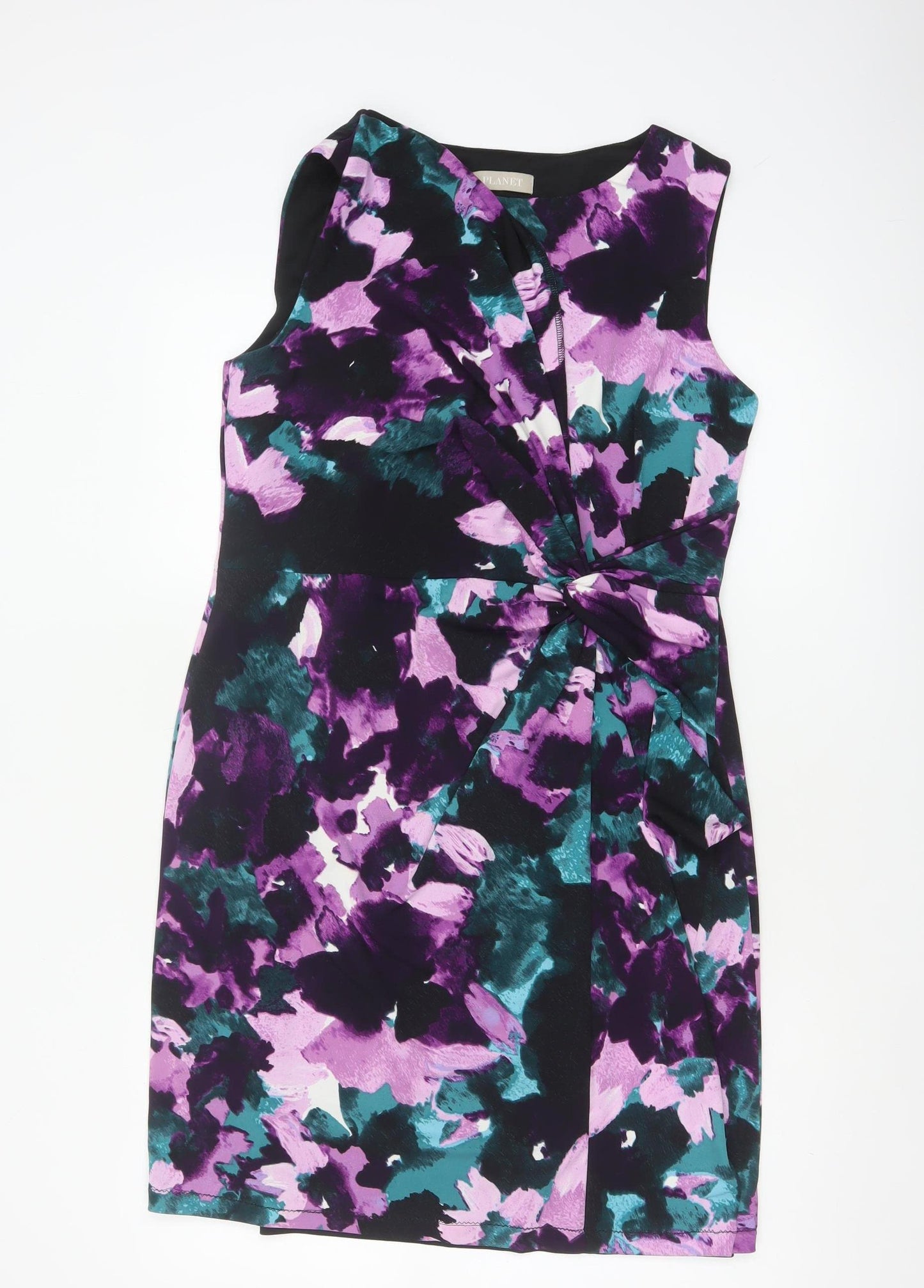 Planet Women Multicoloured UK 10 Floral Ruched Sheath Dress