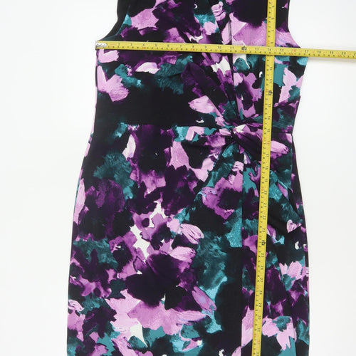 Planet Women Multicoloured UK 10 Floral Ruched Sheath Dress