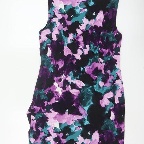 Planet Women Multicoloured UK 10 Floral Ruched Sheath Dress