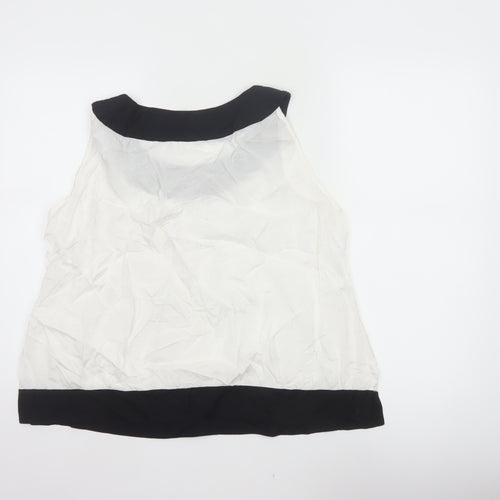 Roman Originals Women White Black UK 16 Sleeveless Beaded Tank Top