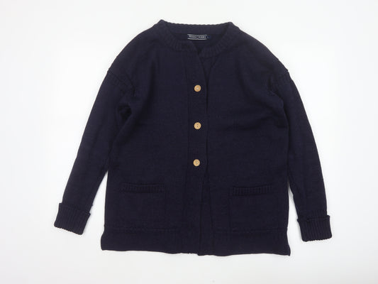 WoolOvers Women’s Blue L 100% Wool Button Pocket Cardigan