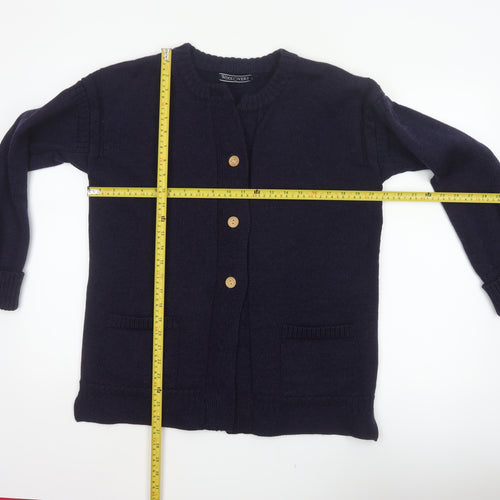 WoolOvers Women’s Blue L 100% Wool Button Pocket Cardigan
