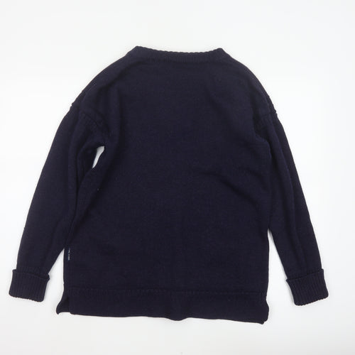 WoolOvers Women’s Blue L 100% Wool Button Pocket Cardigan