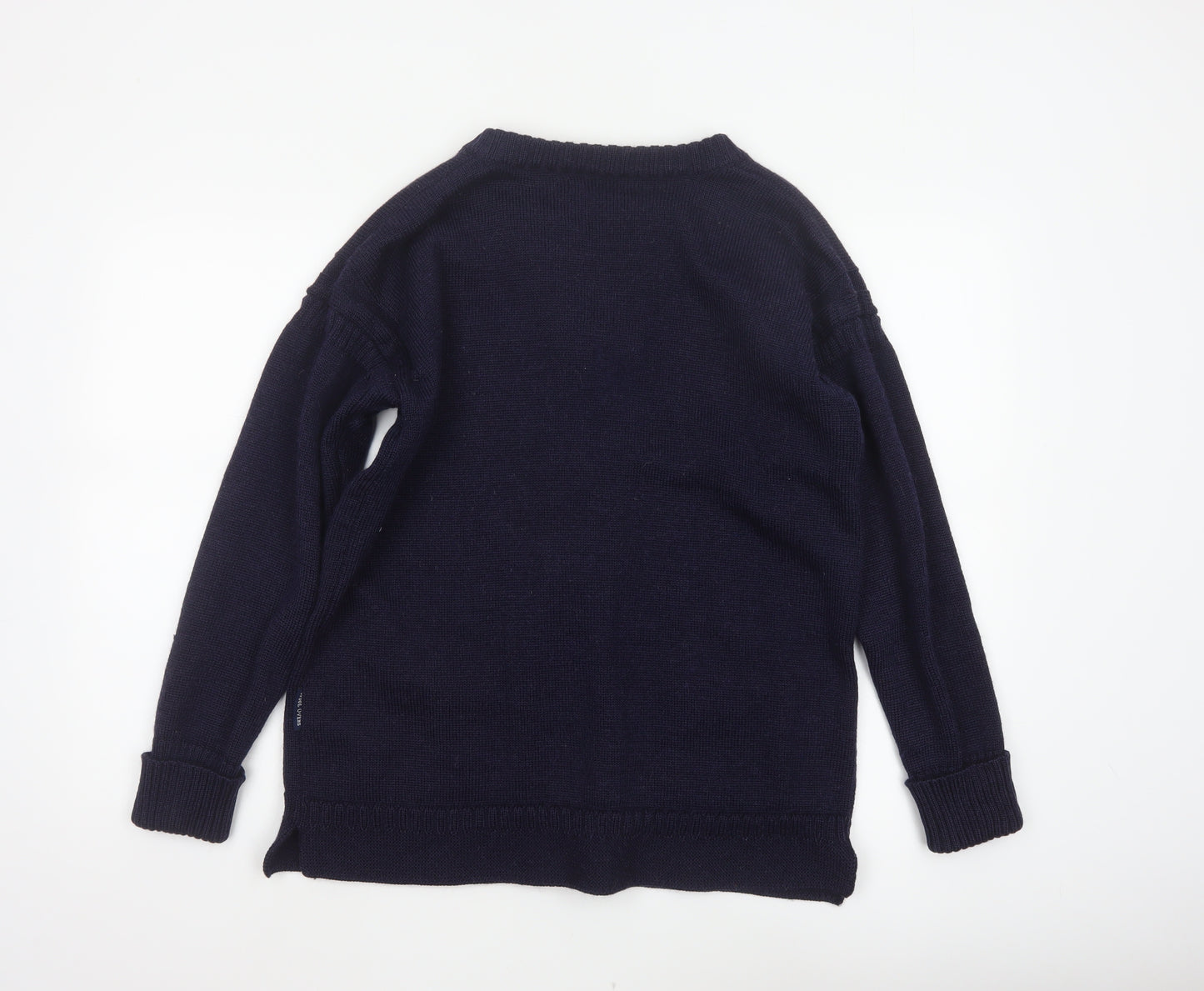 WoolOvers Women’s Blue L 100% Wool Button Pocket Cardigan