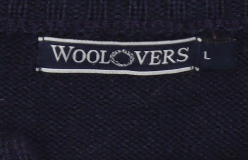 WoolOvers Women’s Blue L 100% Wool Button Pocket Cardigan